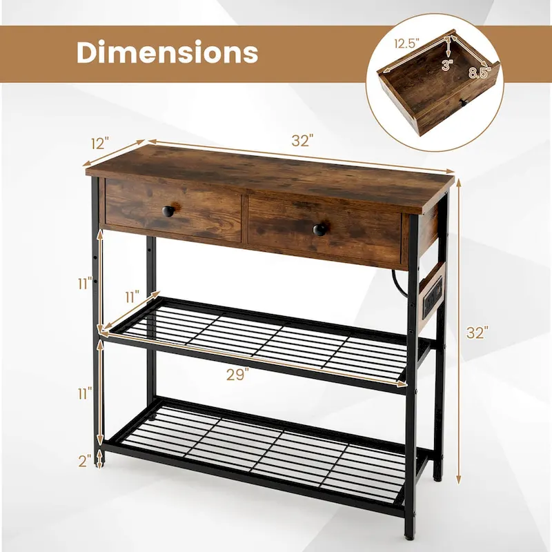 Costway Entryway Table with Charging Station Narrow Console Table with - See Details