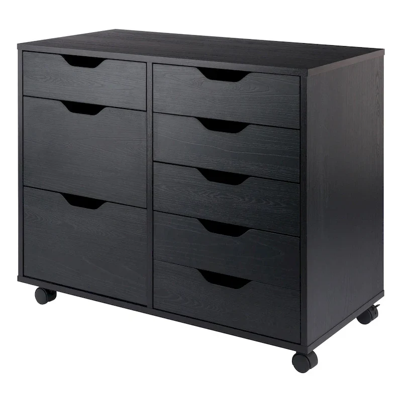 Black Lacquer 6-Drawer Mobile Storage Cabinet, Single User