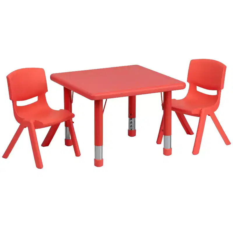 Flash Furniture 24 Square Plastic Height Adjustable Activity Table Set with 2 Chairs