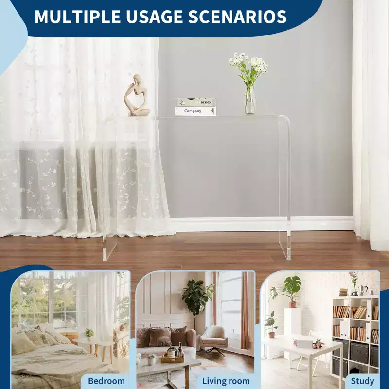 Console TableModern Acrylic Transparent Narrow Side Table, Compact Accent Furniture for Living Room, Dining Room, or Entryway