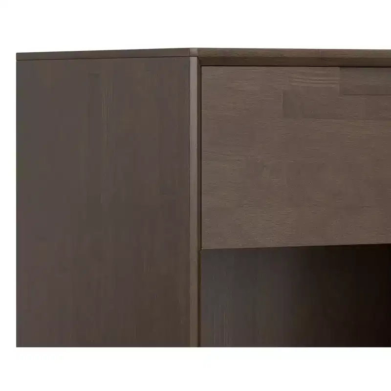 Devlin SOLID HARDWOOD 20 inch Wide Industrial Mid Century Nightstand in Walnut Brown