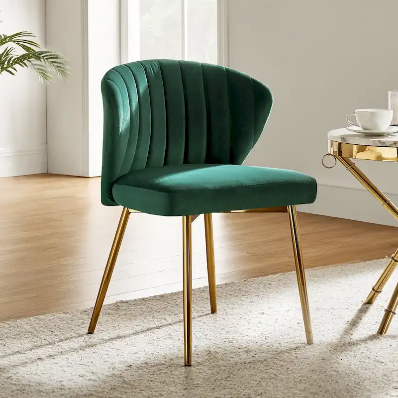 Luna Modern Glam Upholstered Tufted Back Side Accent Dining Chair with Small Base by HULALA HOME