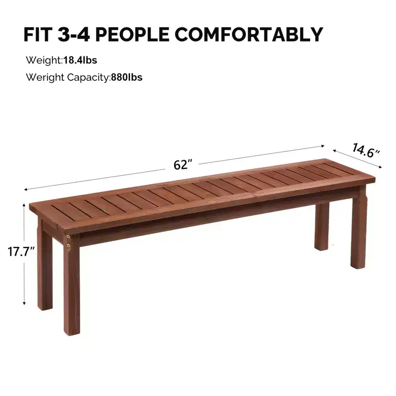 Karl Home | Dark Brown Fir Wood Straight-Leg Bench