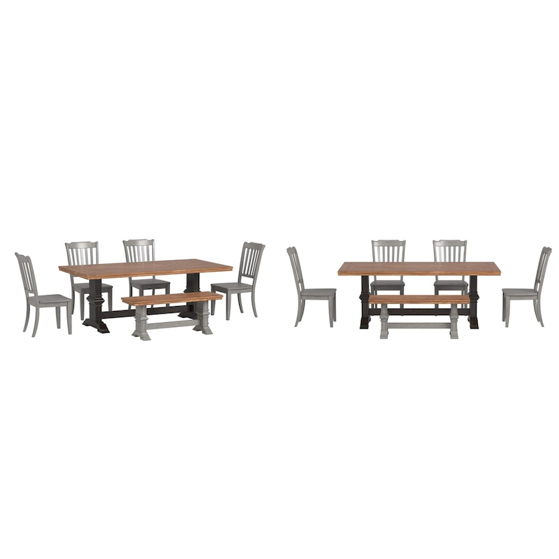 Ronda 78 Rectangular Solid Wood Top Dining Set with Spindle Back Chairs
