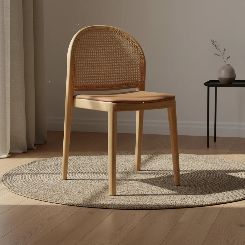 Architectural Oak & Rattan Dining Chair with Iconic Arch Silhouette for Dining Rooms