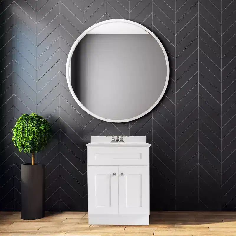 19"x25" Brookings Shaker Two Door Vanity with 4" Cultured Marble Centerset White - Design House LA: Bathroom Sink Cabinet Storage