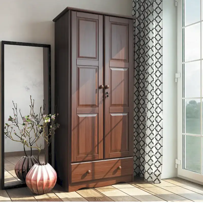 100% Solid Wood Flexible Wardrobe Armoire with Metal or Wooden Knobs