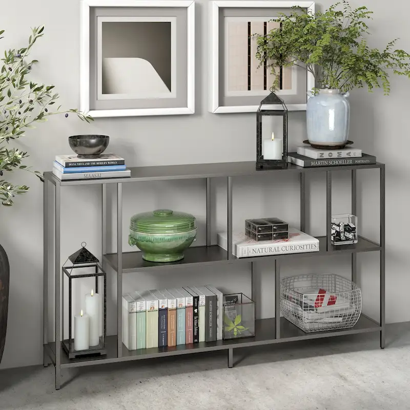 Metal Frame Console Table with Shelves