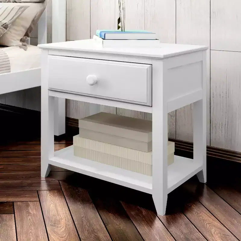 Plank+Beam Solid Wood Nightstand with Storage Drawer and Shelf