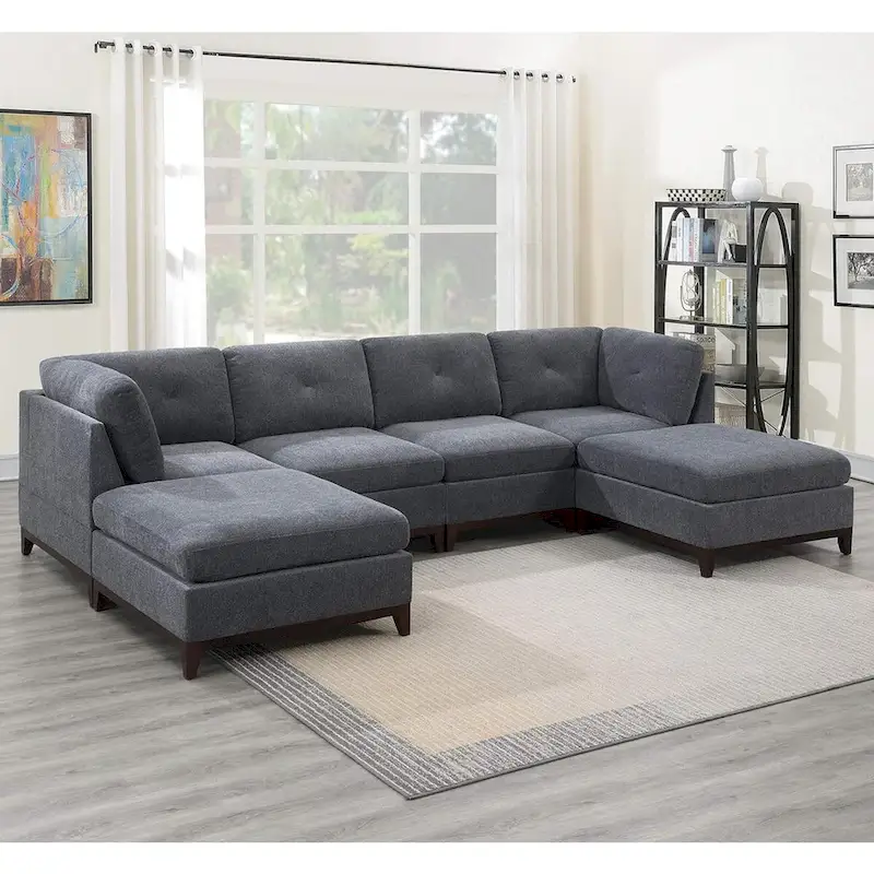 6 Piece Chenille Modular Setional Set