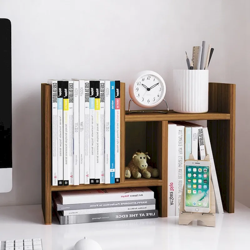 Wooden Desktop Organizer Shelf with Storage