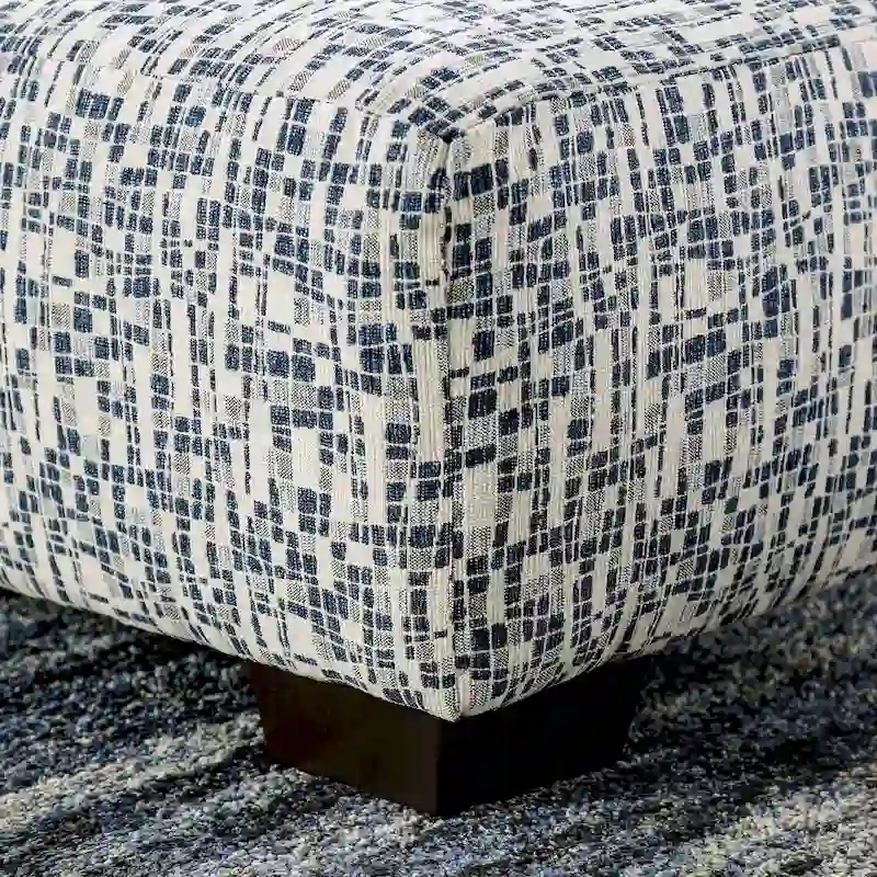 Contemporary Multi-color Chenille Striped Print Ottoman