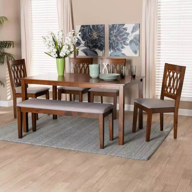 Baxton Studio Florencia Modern Fabric and Wood Dining Set