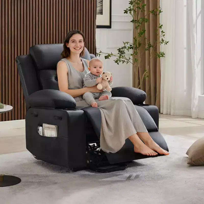 Recliner Chairs for Adults, Recliner with Headrest & Charging Ports, Electric Recliner Sofa Chair for Living Room