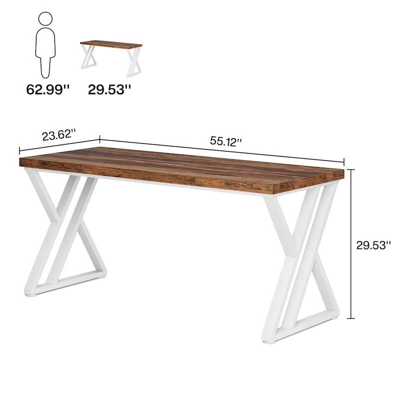 55-Inch Computer Desk with Z-Shape Metal Legs