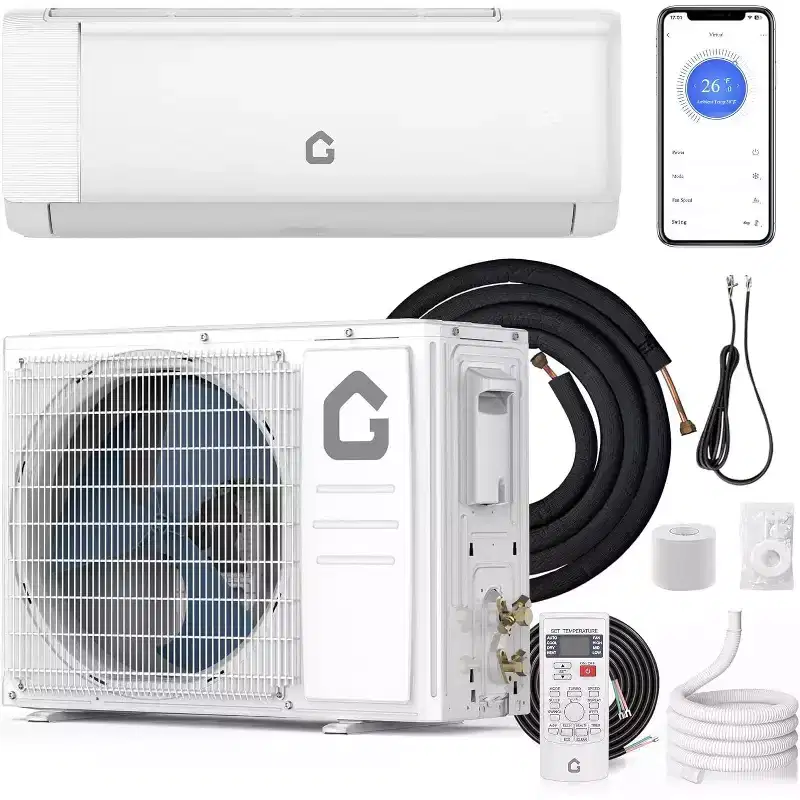 9000 BTU Mini Split AC & Heater - 20 SEER2 Ductless Inverter System, Self-Cleaning, WiFi/Alexa/Remote, Installation Kit, Cools 450 Sq.Ft, US Standard