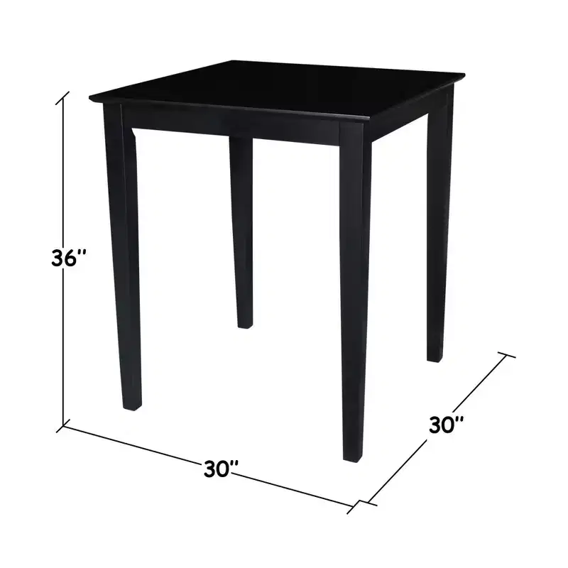 International Concepts Solid Wood Top Counter Height Table with Shaker Legs Black - International Concepts: Square, 36" High
