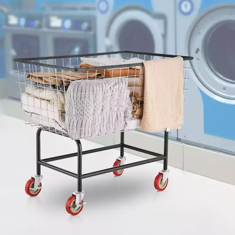 VEVOR Wire Laundry Cart, 4.5 Bushel Wire Laundry Basket with Wheels,35''x15.7''x22''Commercial Wire Laundry Basket Cart,Steel Frame,5''Casters,Silver