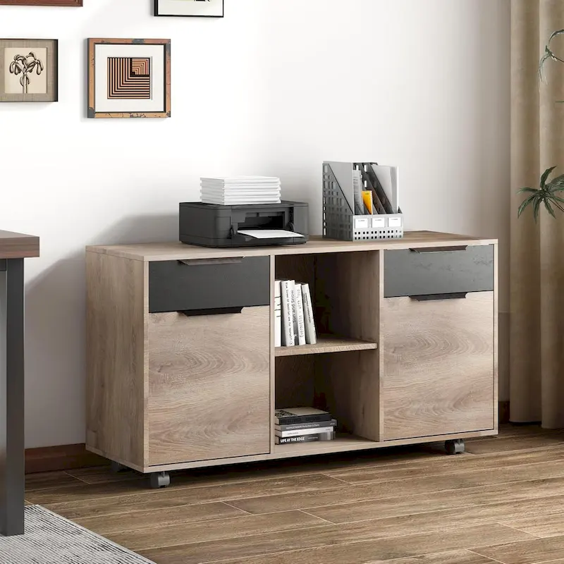 WESOME 47 Large Mobile Lateral Filing Cabinet with Wheels Printer Stand
