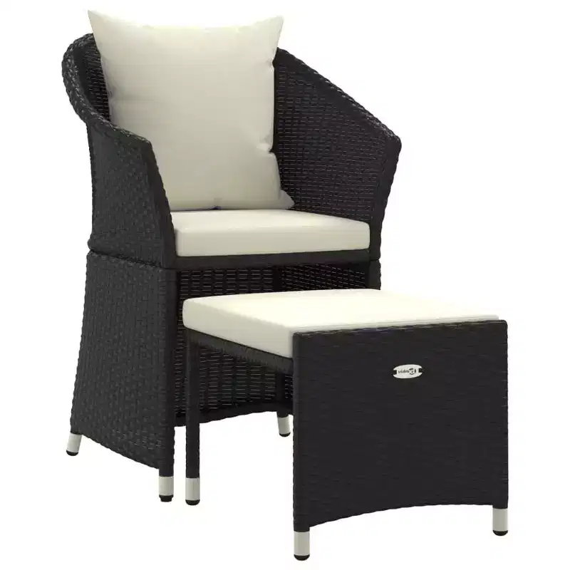 vidaXL Patio Furniture Set 2 Piece Lounge Chair with Cushions Poly Rattan