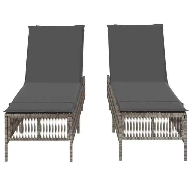 vidaXL Sun Lounger Grey PE rattan Standard Adjustable Armrests Lounger