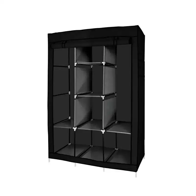 J&V TEXTILES Portable Closet Wardrobe Closet for Hanging Clothes with 8 Storage Shelves, 2 Hanging Rod and 4 Pockets, Free Standing Closet