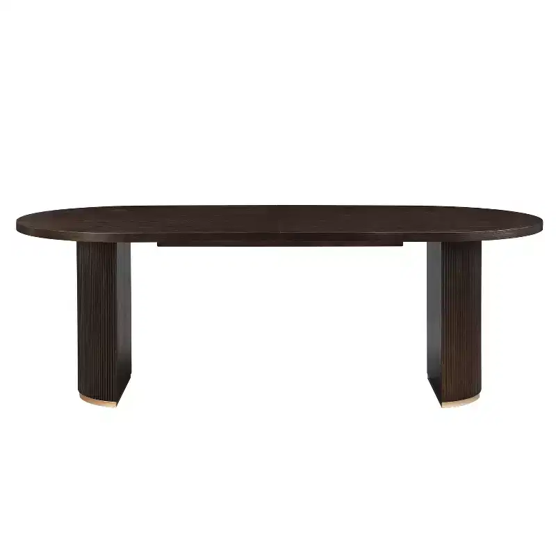 Christopher Knight Home Damian 88" Modern Minimalist Oval 6 Seater Dining Table with Double Pedestal Base Espresso