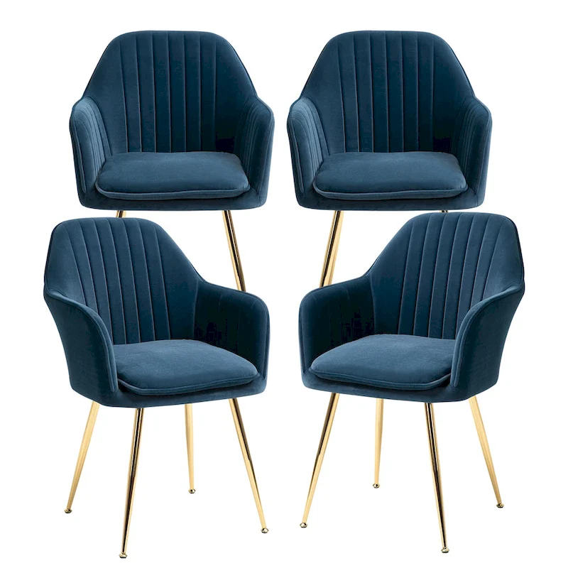 AVAWING Upholstered Velvet Dining Chairs Accent Arm Chairs Set of 4
