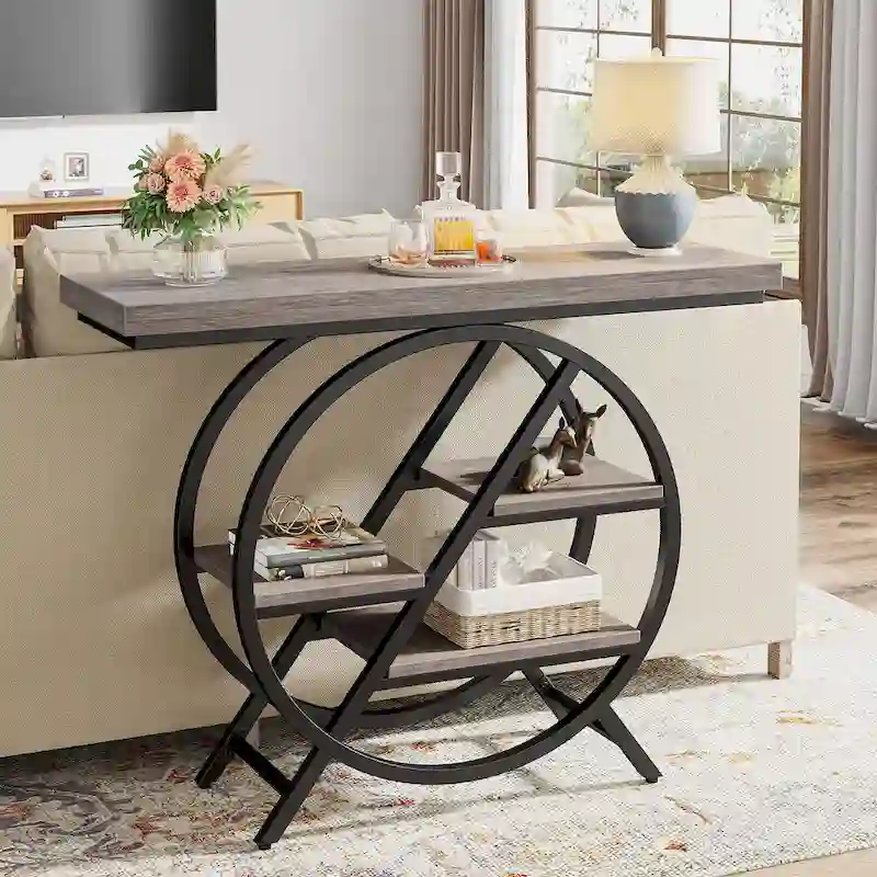 39.4-Inch Console Table, 4- Tier Industrial Entryway Table