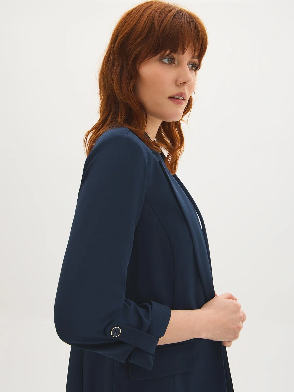 Open-Front Crepe Blazer