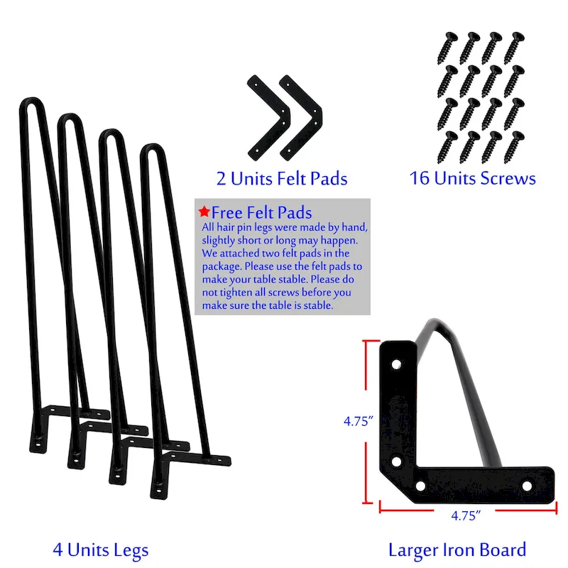 4 Piece Hairpin Metal Table Legs Furniture Legs