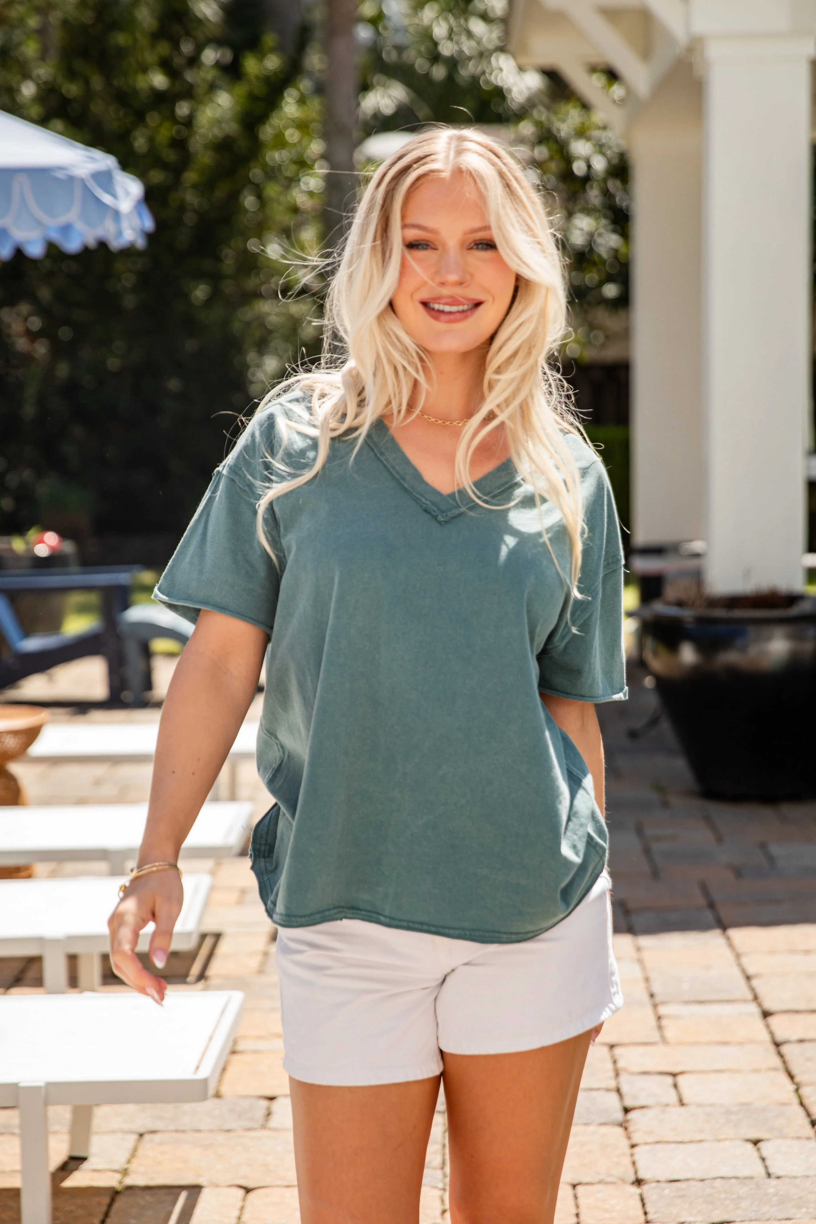 V-Neck Relaxed Short Sleeve Essential Cotton Tee
