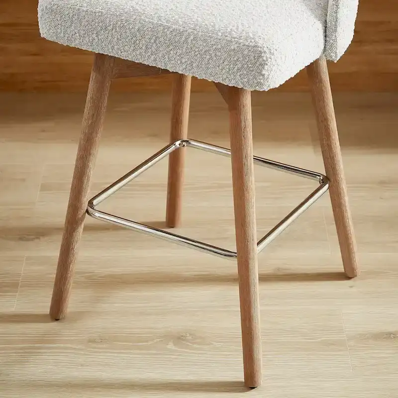 Set of 2 Upholstered Counter Height Swivel Barstool