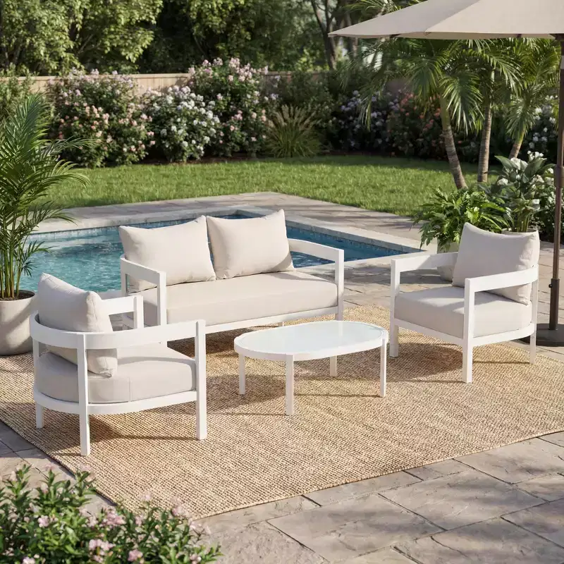 ModernLuxe 4/5pcs Outdoor Sofa Set Patio Conversation Furniture Set Seating Group with Coffee Table, Weather-Resistant Cushion&Rust-Resistant Frame