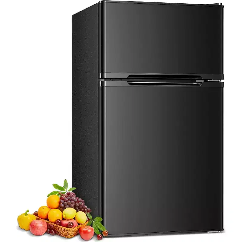 ZAFRO 3.1 Cu.Ft Mini Fridge with Freezer - 2-Door Compact Refrigerator with Adjustable Glass Shelves for Bedroom, Dorm, Office, Apartment