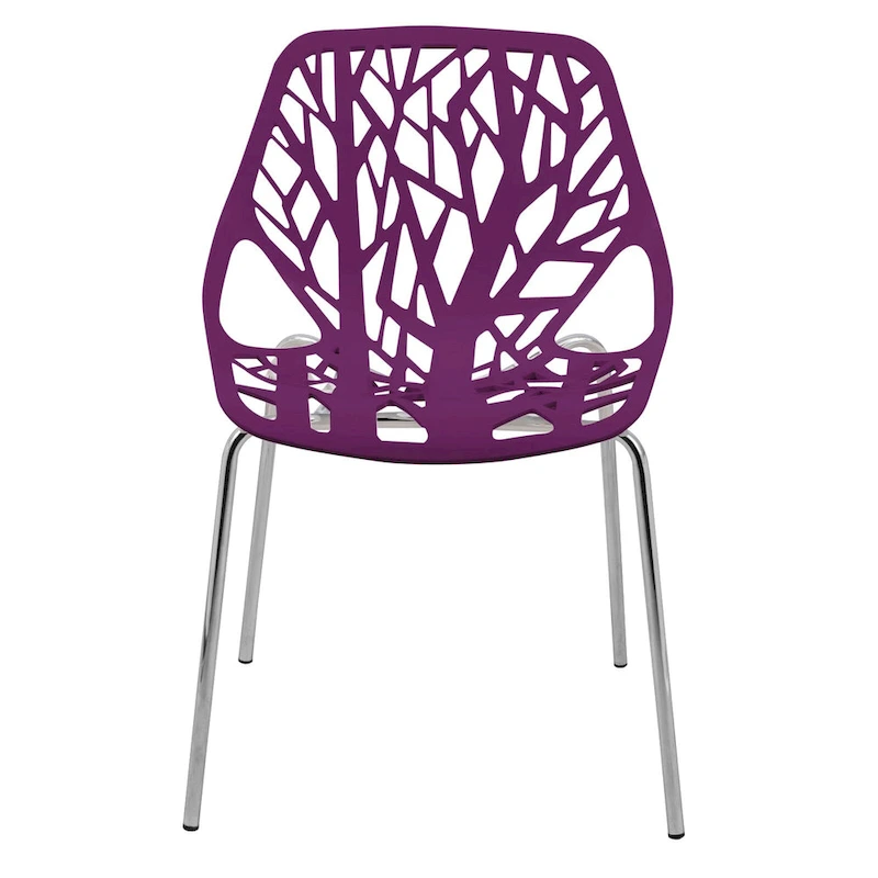 Asbury Stackable Dining Chair with Chrome Legs (Set of 2) Modern Cut-Out Design Backrest Side Chair