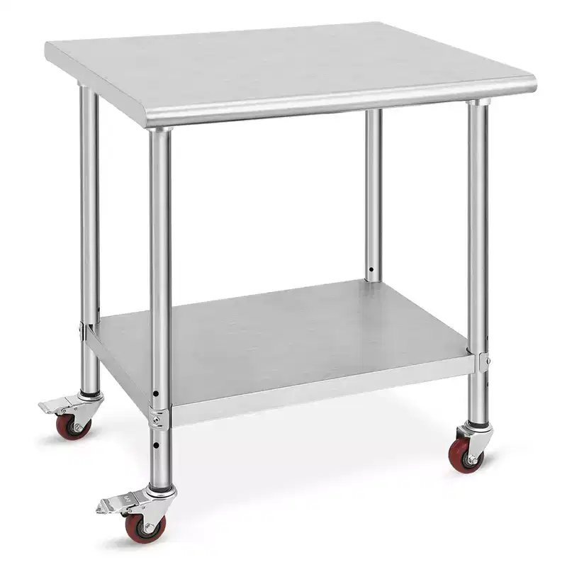 Stainless Steel Workbench - Durable, Rust-Resistant, Easy to Clean, Heavy Duty, Adjustable Height