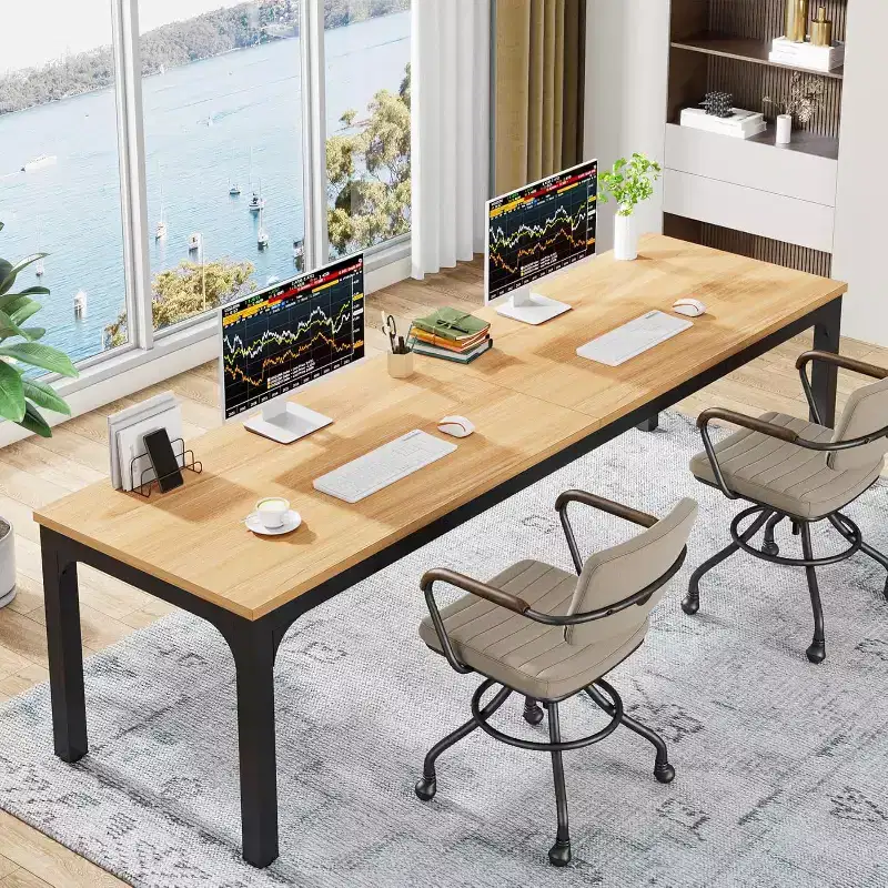 Lantine 78.7 Inches Extra Long Computer Desk, 2 Person Double Long Workstation for Home Office