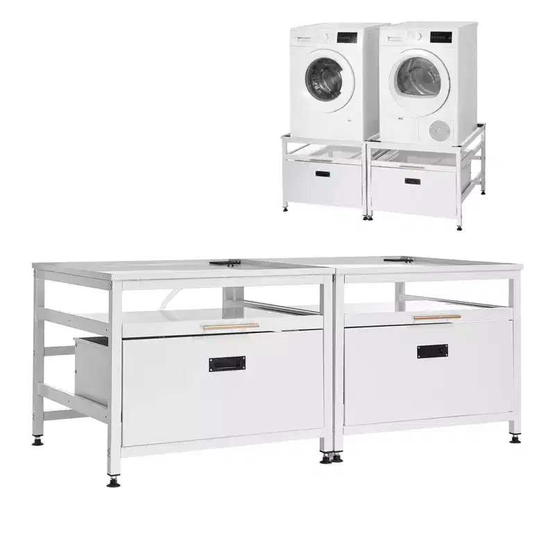 VEVOR Laundry Pedestal, 22.6 in Height, 29x29 in Washer and Dryer Pedestals with Pull-out Tray and Storage Space,800 lbs Load Capacity,Non-Slip,White