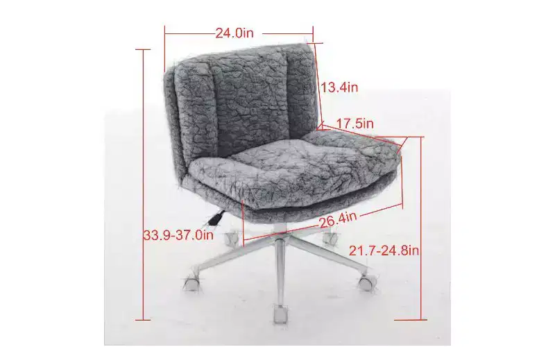 TUYOHW Plush Faux Alpaca Ergonomic Office Chair, 26.4 Wide Seat Home Office Desk Chair, Adjustable Swivel Vanity Chair with Metal Base