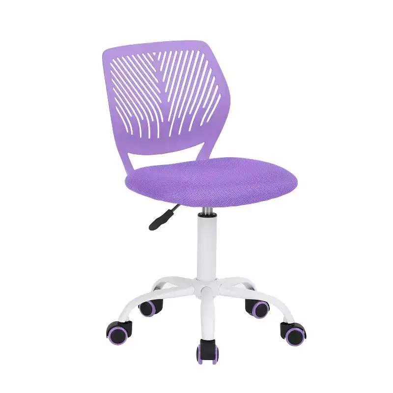 Armless Swivel Task Chair with Adjustable Height – Purple