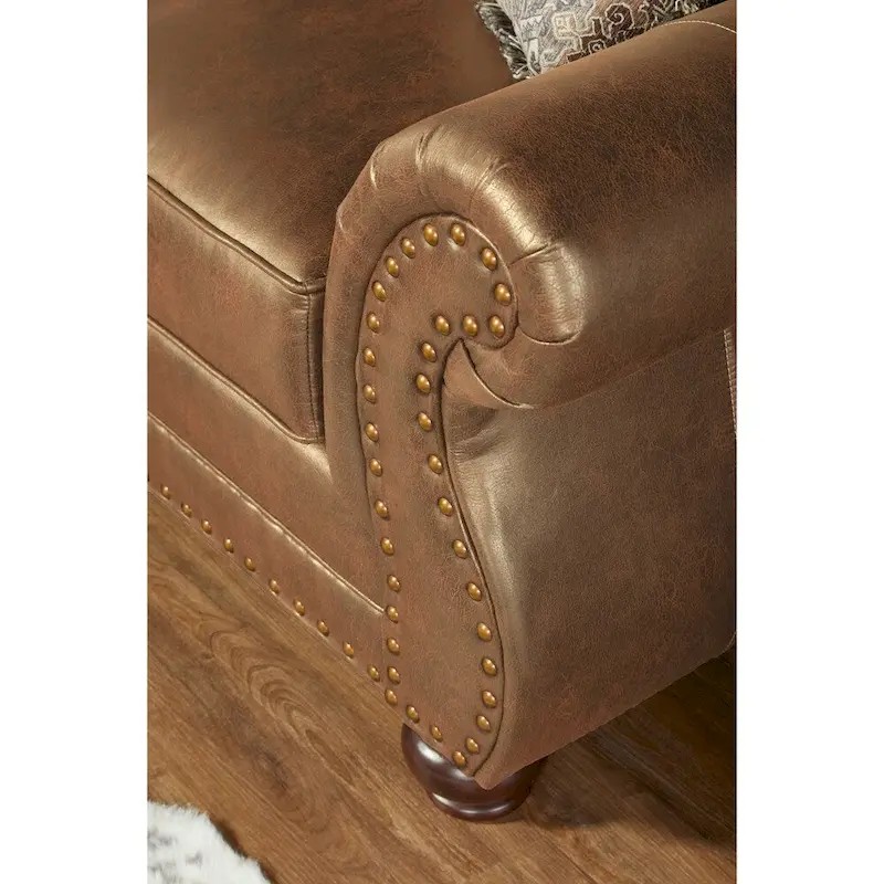 Roundhill Furniture Leinster Fabric Arm Chair and Ottoman in Jetson Ginger