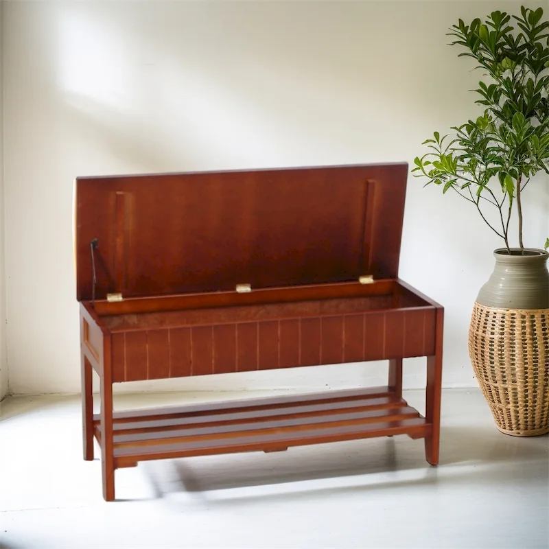 Solid Wood Shoe Bench with Storage and Legs