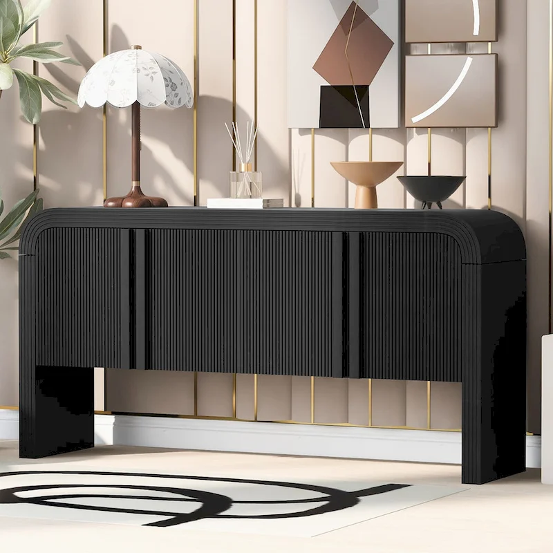 63 Striped Sideboard Buffet Cabinet with Adjustable Shelves