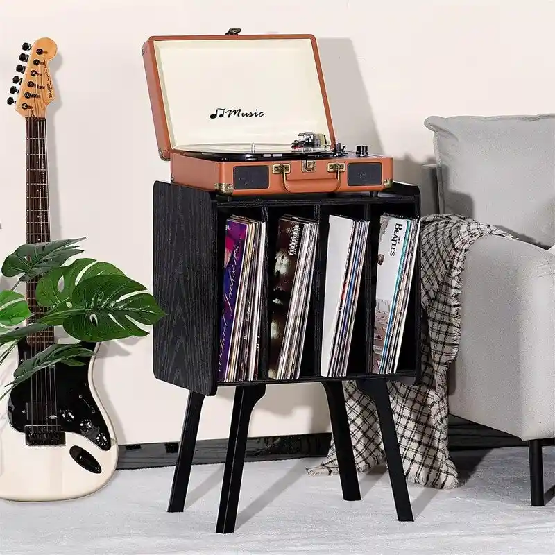 4-Cube Record Player Stand – Walnut/Black/Brown/Natural/White, Single