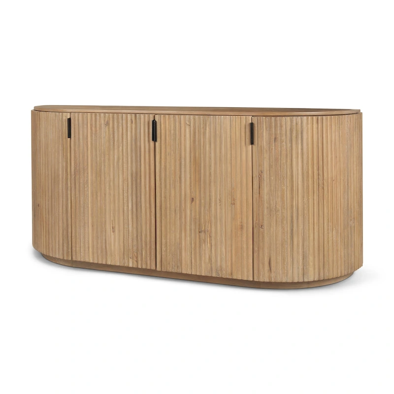 Terra Dark Brown Solid Wood Fluted Sideboard - 72.0L x 18.5W x 32.0H