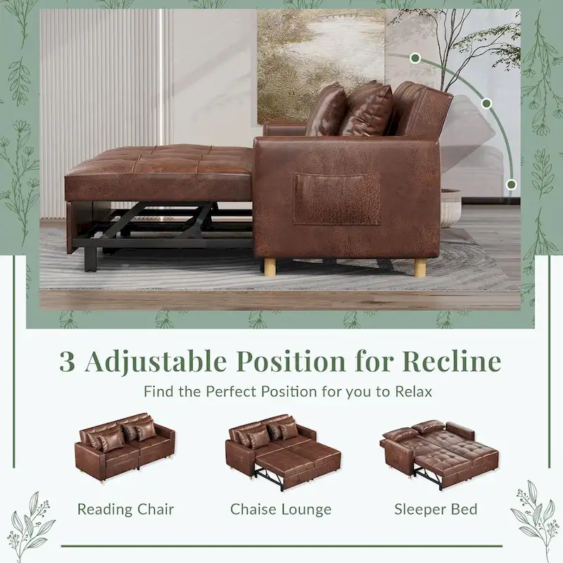 AECOJOY 3-in-1 Sofa Bed Double Sleeper Chair Bed