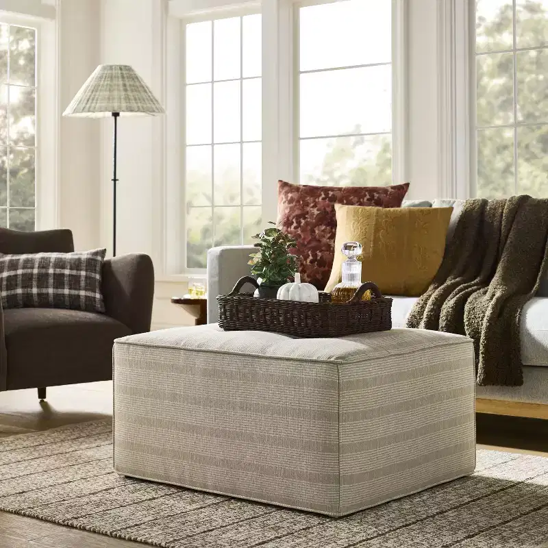 Tufted Cocktail Ottoman Tan - Threshold™ with Studio McGee