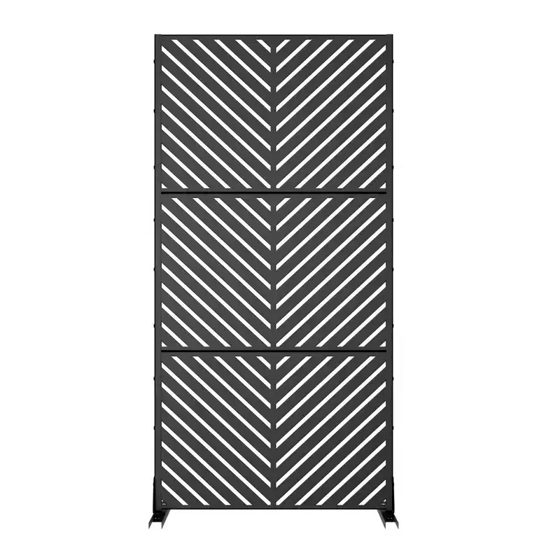 Parallel Lines 01 Black Galvanized Steel Screen 183x90x40cm