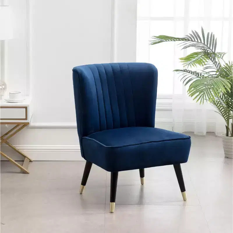 Okak Velvet Modern Accent Chair with Comfy Upholstery Deep Cushions Elegant Armchair with Solid Wood Legs for Living Room Reading Room